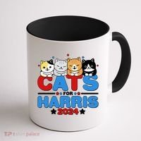 Cats For Harris Vote Kamala Harris 2024 Election Coffee Mug thumb 1