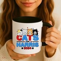 Cats For Harris Vote Kamala Harris 2024 Election Coffee Mug thumb 3