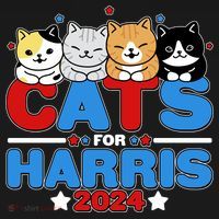 Cats For Harris Vote Kamala Harris 2024 Election Women's Hoodie thumb 2