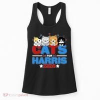 Cats For Harris Vote Kamala Harris 2024 Election Women's Tank Top thumb 0