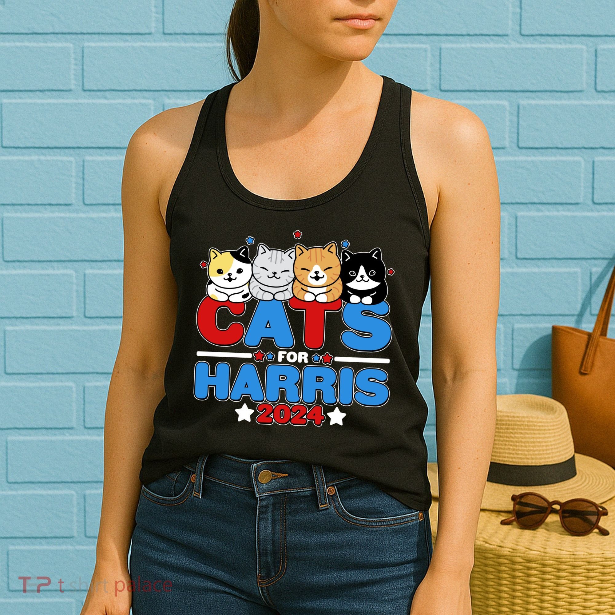 Cats For Harris Vote Kamala Harris 2024 Election Women's Tank Top