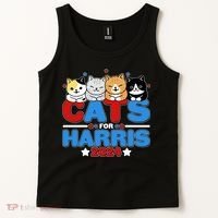 Cats For Harris Vote Kamala Harris 2024 Election Tank Top thumb 2