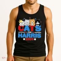 Cats For Harris Vote Kamala Harris 2024 Election Tank Top thumb 3