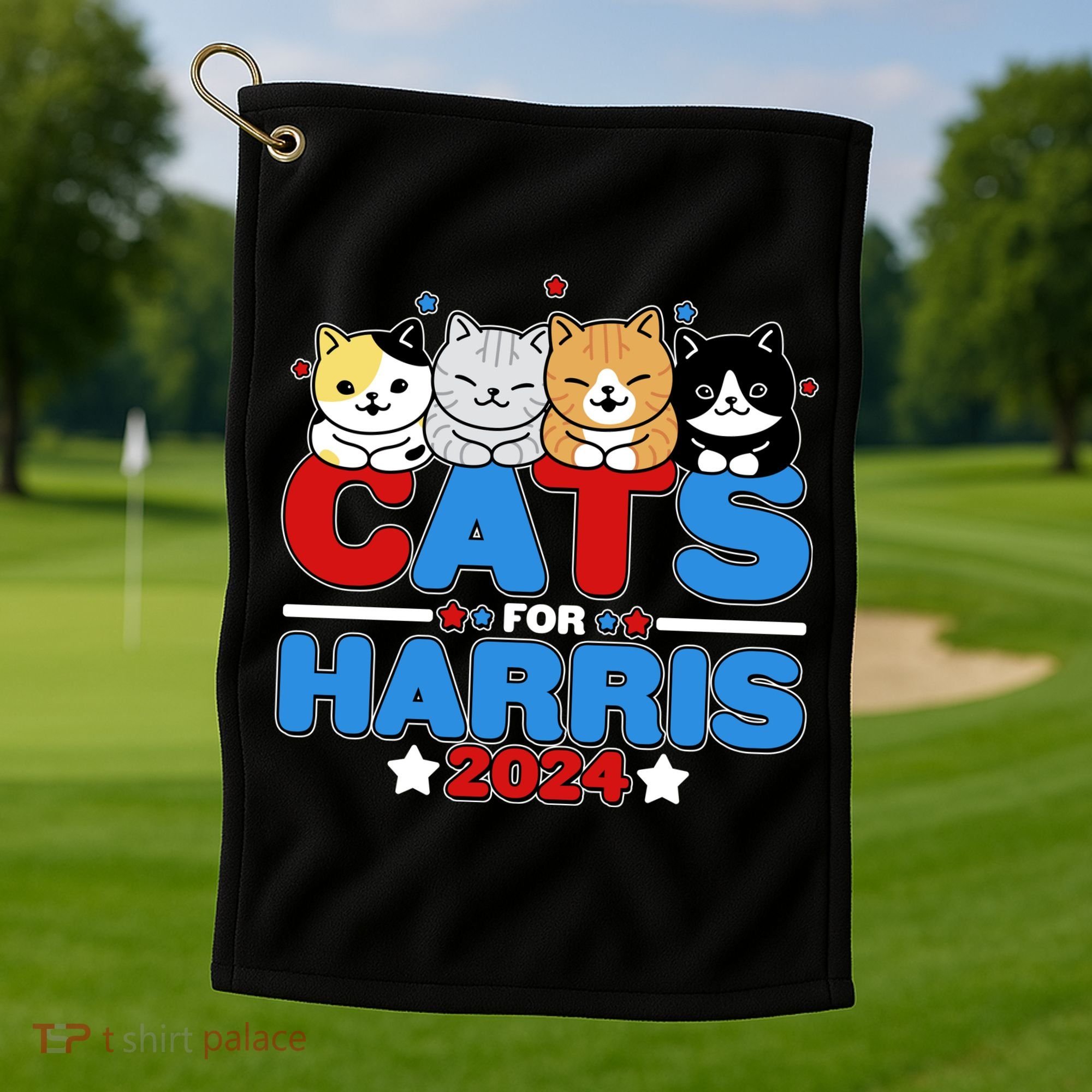 Cats For Harris Vote Kamala Harris 2024 Election Golf Towel