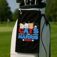 Cats For Harris Vote Kamala Harris 2024 Election Golf Towel thumb 2