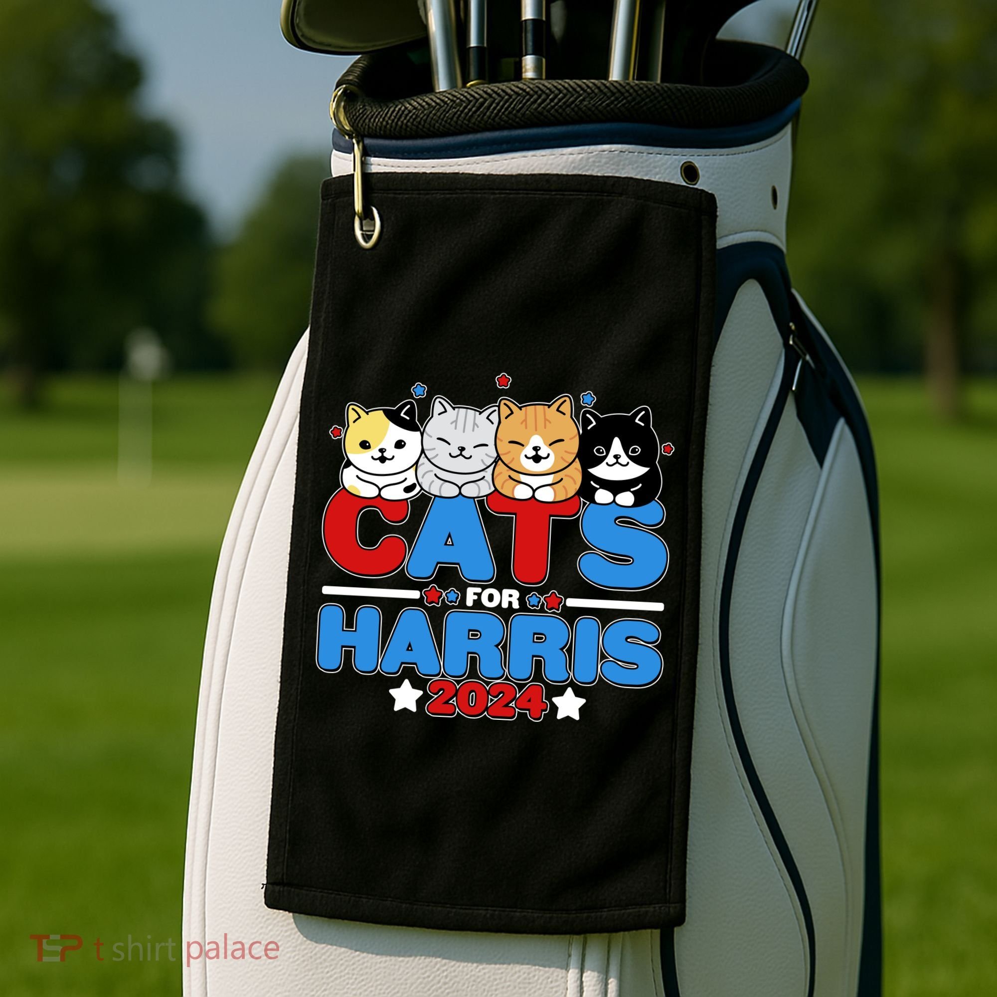 Cats For Harris Vote Kamala Harris 2024 Election Golf Towel