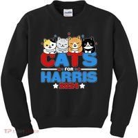 Cats For Harris Vote Kamala Harris 2024 Election Kids Sweatshirt thumb 0