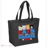 Cats For Harris Vote Kamala Harris 2024 Election Tote Bag thumb 2