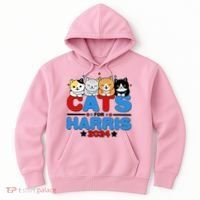 Cats For Harris Vote Kamala Harris 2024 Election Hoodie thumb 0