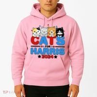 Cats For Harris Vote Kamala Harris 2024 Election Hoodie thumb 2