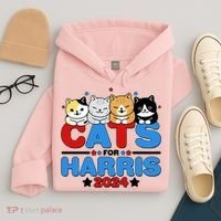 Cats For Harris Vote Kamala Harris 2024 Election Hoodie thumb 4