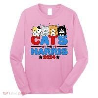 Cats For Harris Vote Kamala Harris 2024 Election Long Sleeve Shirt thumb 0