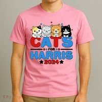 Cats For Harris Vote Kamala Harris 2024 Election T-Shirt thumb 3