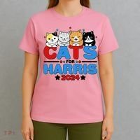 Cats For Harris Vote Kamala Harris 2024 Election T-Shirt thumb 4