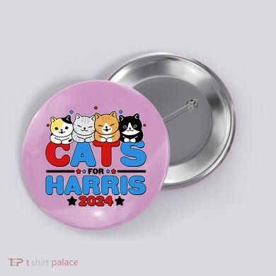 Cats For Harris Vote Kamala Harris 2024 Election Button