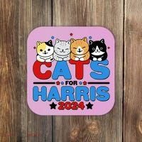 Cats For Harris Vote Kamala Harris 2024 Election Coaster thumb 0