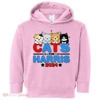 Cats For Harris Vote Kamala Harris 2024 Election Toddler Hoodie thumb 0