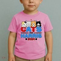 Cats For Harris Vote Kamala Harris 2024 Election Toddler T-Shirt thumb 2