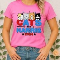 Cats For Harris Vote Kamala Harris 2024 Election Women's T-Shirt thumb 2