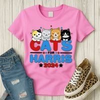 Cats For Harris Vote Kamala Harris 2024 Election Women's T-Shirt thumb 3