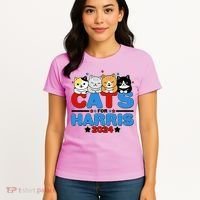 Cats For Harris Vote Kamala Harris 2024 Election Women's T-Shirt thumb 4