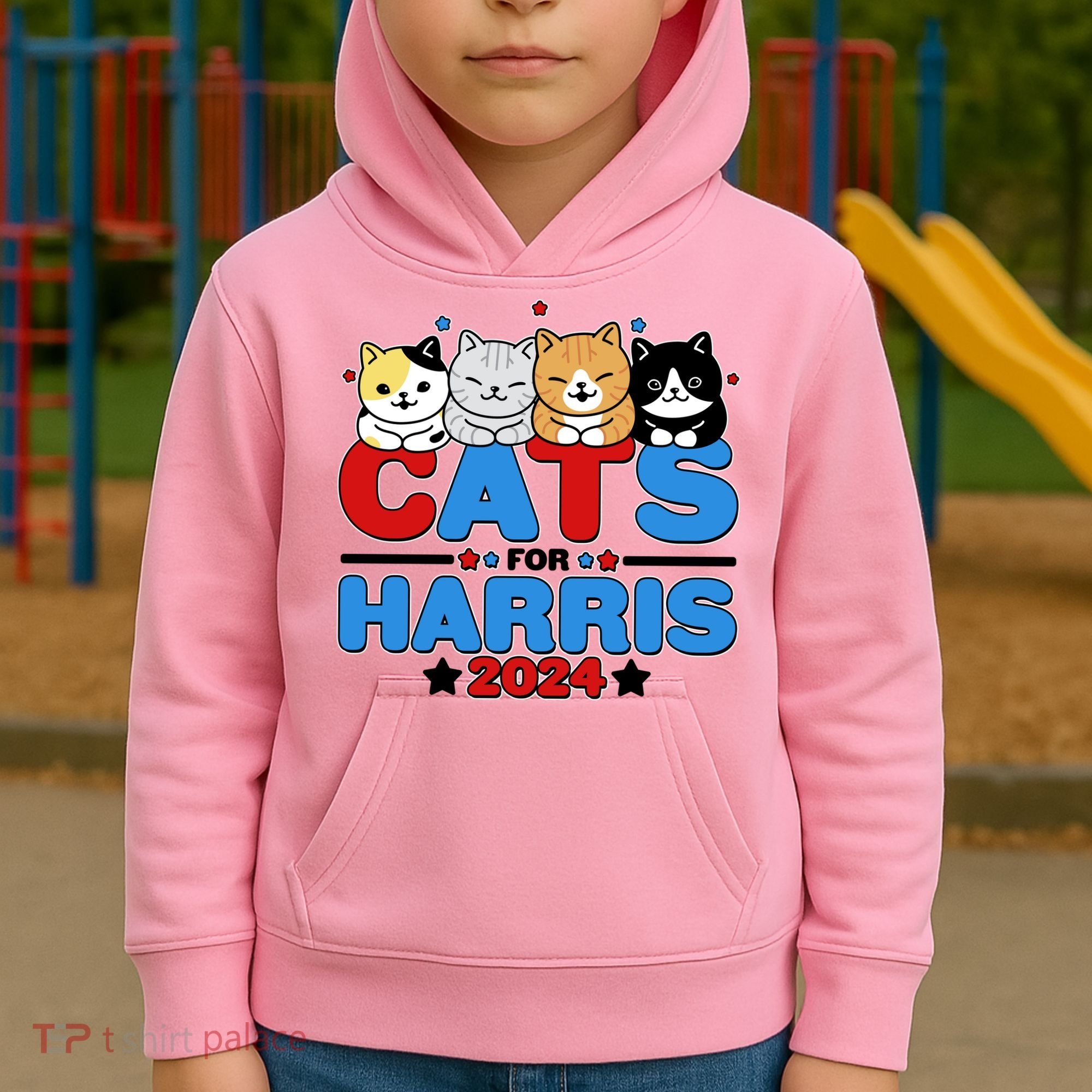 Cats For Harris Vote Kamala Harris 2024 Election Kids Hoodie