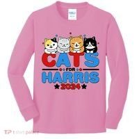Cats For Harris Vote Kamala Harris 2024 Election Kids Long Sleeve Shirt thumb 0