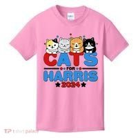 Cats For Harris Vote Kamala Harris 2024 Election Kids T-Shirt thumb 0