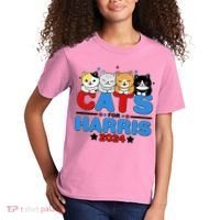 Cats For Harris Vote Kamala Harris 2024 Election Kids T-Shirt thumb 2