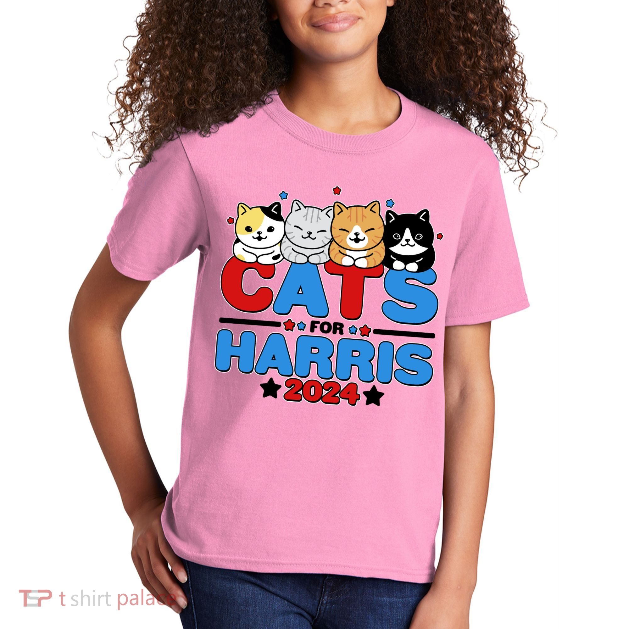 Cats For Harris Vote Kamala Harris 2024 Election Kids T-Shirt
