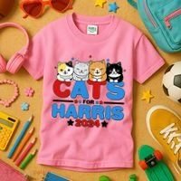 Cats For Harris Vote Kamala Harris 2024 Election Kids T-Shirt thumb 3