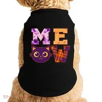 Cute Fall Halloween Cat MEOW Doggie Tank thumb 0