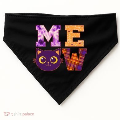 Cute Fall Halloween Cat MEOW USA-Made Doggie Bandana