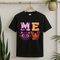 Cute Fall Halloween Cat MEOW T-Shirt thumb 2