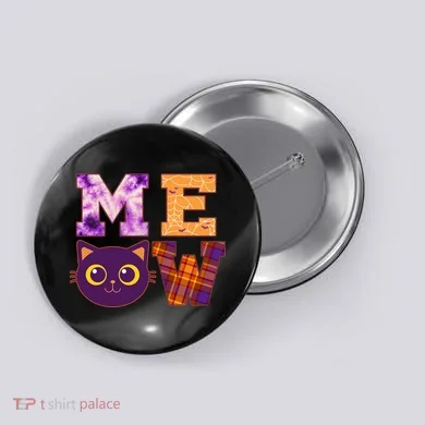 Cute Fall Halloween Cat MEOW Button