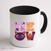Cute Fall Halloween Cat MEOW Coffee Mug thumb 1