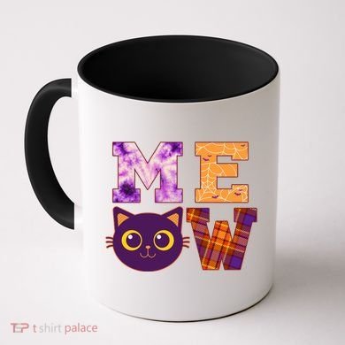 Cute Fall Halloween Cat MEOW Coffee Mug