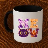 Cute Fall Halloween Cat MEOW Coffee Mug thumb 2