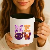 Cute Fall Halloween Cat MEOW Coffee Mug thumb 3