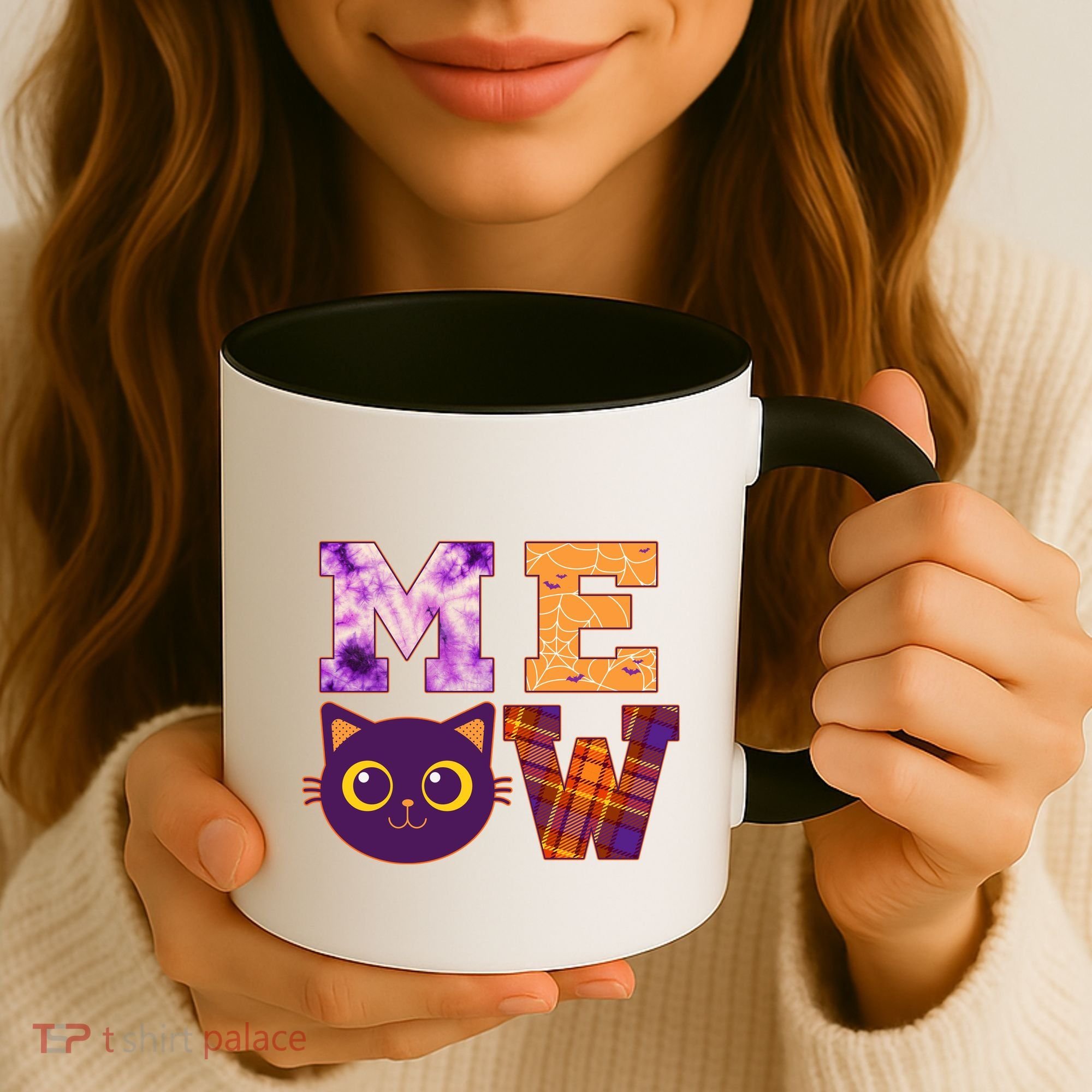 Cute Fall Halloween Cat MEOW Coffee Mug