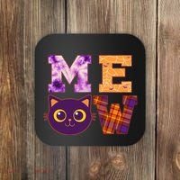 Cute Fall Halloween Cat MEOW Coaster thumb 0
