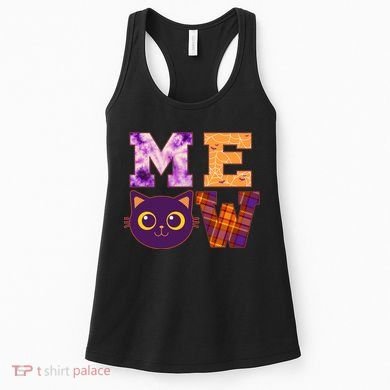 Cute Fall Halloween Cat MEOW Women's Tank Top