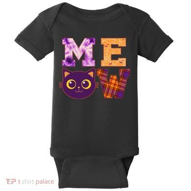 Cute Fall Halloween Cat MEOW Baby Bodysuit