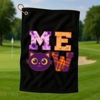 Cute Fall Halloween Cat MEOW Golf Towel thumb 1