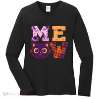 Cute Fall Halloween Cat MEOW Women's Long Sleeve Shirt thumb 0