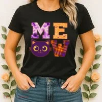 Cute Fall Halloween Cat MEOW Women's T-Shirt thumb 2