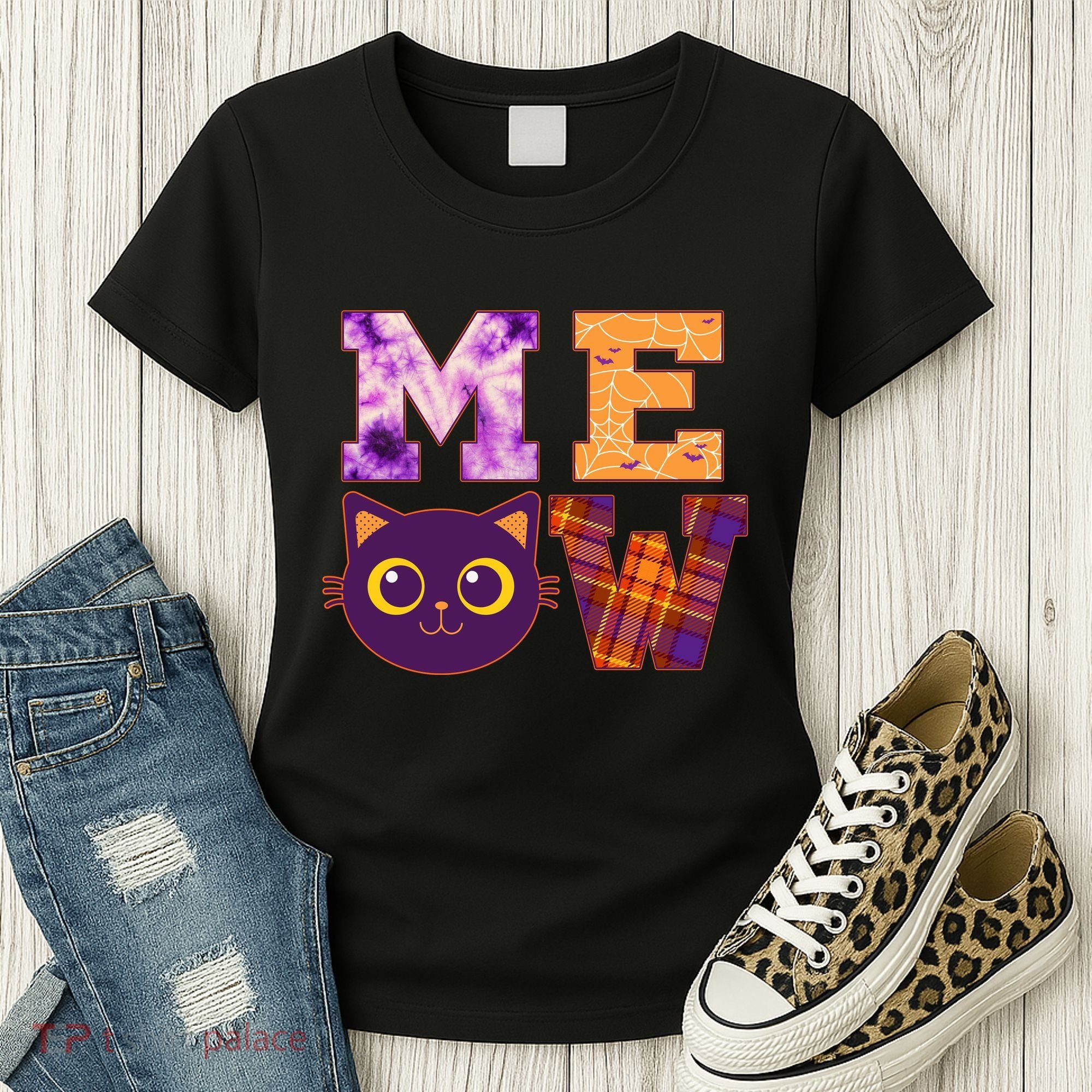 Cute Fall Halloween Cat MEOW Women's T-Shirt