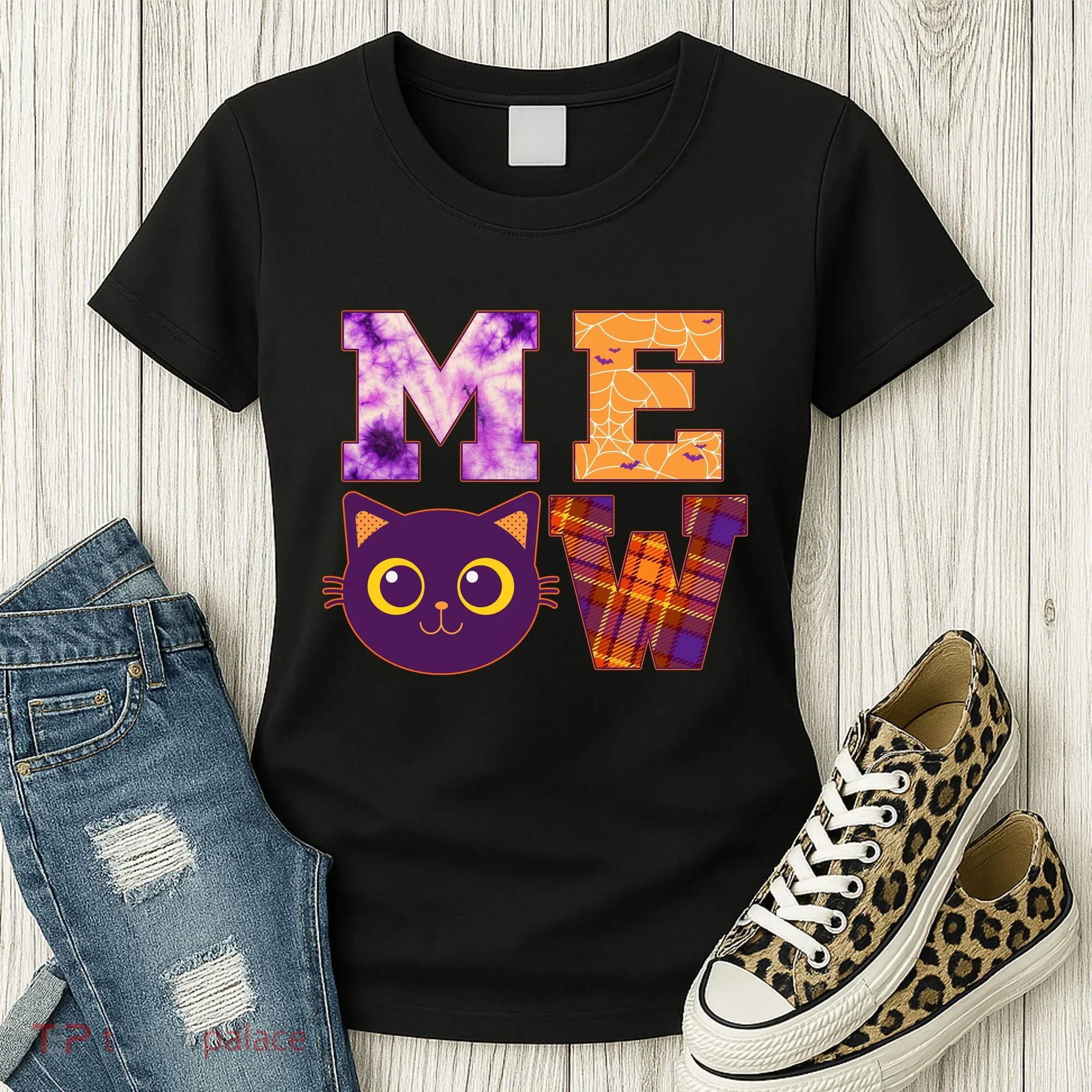 Cute Fall Halloween Cat MEOW Women's T-Shirt