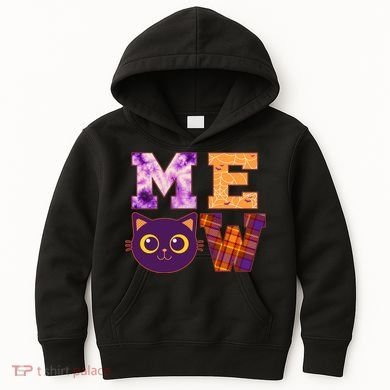 Cute Fall Halloween Cat MEOW Kids Hoodie