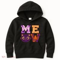 Cute Fall Halloween Cat MEOW Kids Hoodie thumb 0